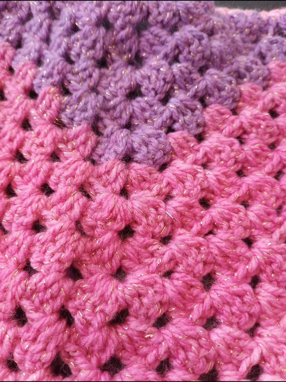 Handmade Crochet Sparkly Triangle Bandana Scarf Pink Purple Summer Beach Festive